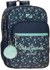 Pepe Jeans Alenka schoolrugzak met trolley, blauw, 30 x 40 x 12 cm, polyester, 14,4 l, blauw, schoolrugzak met trolley Premium rugzakken en boekentassen Naty Shop Anpassbarer-rugzak