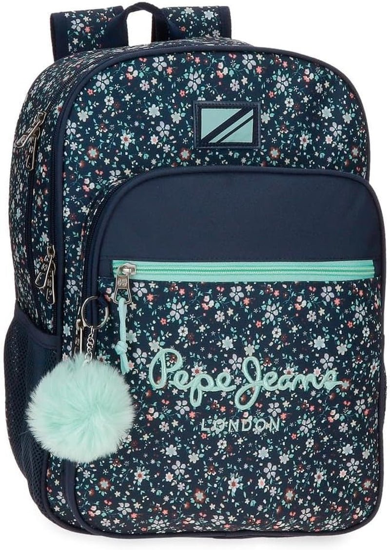Pepe Jeans Alenka schoolrugzak met trolley, blauw, 30 x 40 x 12 cm, polyester, 14,4 l, blauw, schoolrugzak met trolley Premium rugzakken en boekentassen Naty Shop Anpassbarer-rugzak