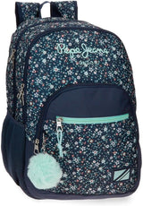 Pepe Jeans Alenka schoolrugzak met trolley, blauw, 30 x 40 x 12 cm, polyester, 14,4 l, blauw, schoolrugzak met trolley Premium rugzakken en schooltassen Naty Shop Pepe Jeans rugzak