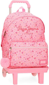 Pepe Jeans Alenka schoolrugzak met trolley, blauw, 30 x 40 x 12 cm, polyester, 14,4 l, blauw, schoolrugzak met trolley Premium rugzakken en boekentassen Naty Shop Rucksack 46 + Trolley