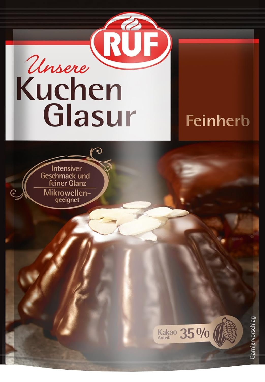 RUF Cake Glaze Bourbon Vanille, 100g in een zak, magnetronbestendig, voor het glazuren en decoreren van koekjes, muffins en cakes, glutenvrij Suikerpasta Naty Shop Fijne taart