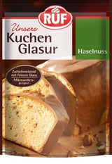 RUF Cake Glaze Bourbon Vanille, 100g in een zak, magnetronbestendig, voor het glazuren en decoreren van koekjes, muffins en cakes, glutenvrije Suikerpasta Naty Shop Hazelnoot