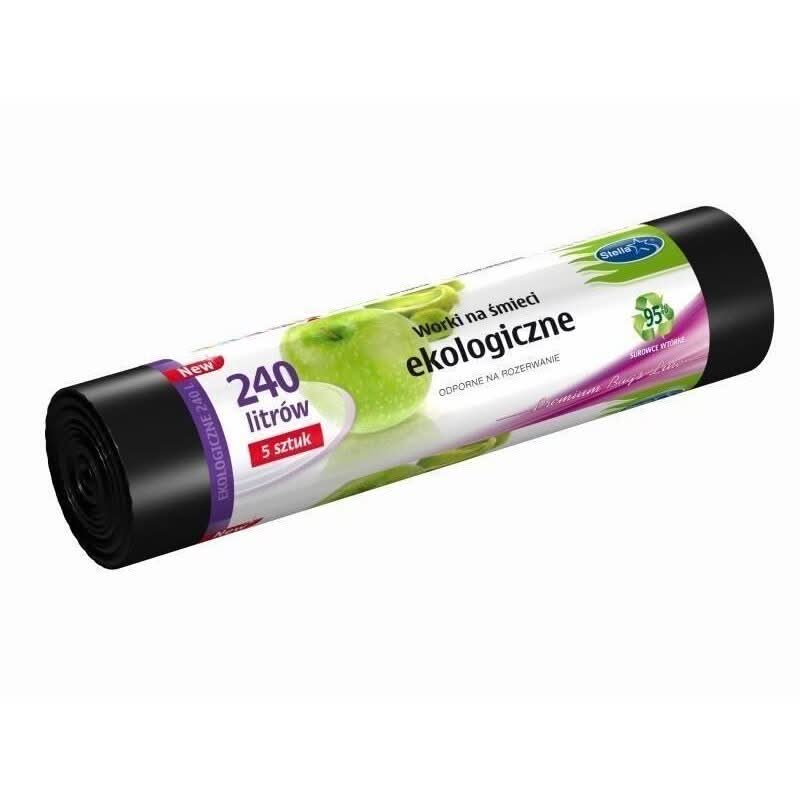 Dikke schoonmaakzakken 240 l, Stella, 5 stuks, Ecologisch, LDPE Zwart Nati Shop