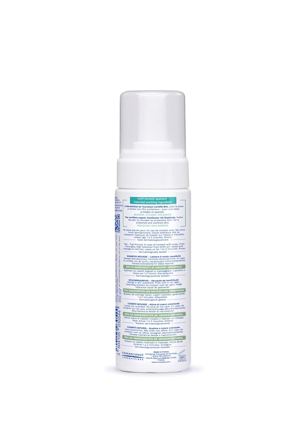 Mousseshampoo voor melkkorstjes, haar, baby's, kinderen, het hele gezin - Helpt melkkorst te verwijderen, zachte reiniging, prikt niet (150ml) Kinderen - Bad- en huidverzorging Naty Shop