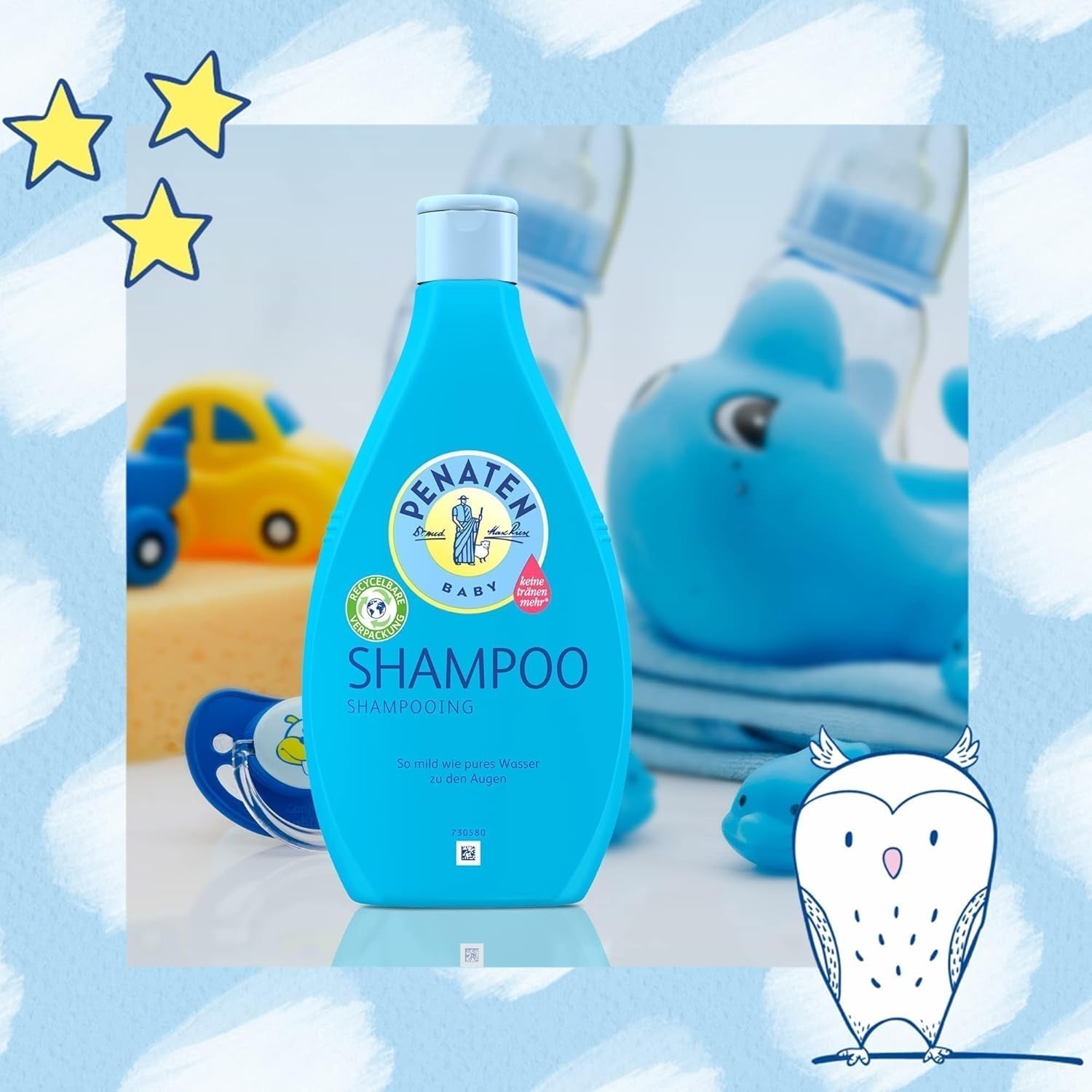 PENATEN shampoo (400 ml), bijzonder zachte shampoo voor baby's, voor zacht en gemakkelijk kambaar haar, zo zacht als zuiver oogwater, in recyclebare verpakking (pak van 2) Kinderen - Bad- en huidverzorging Naty Shop
