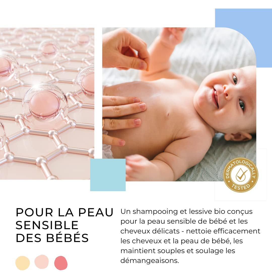 Shampoo en reinigingsgel 2 in 1 Daily Gentle Baby Shampoo & Cleansing Gel - vegan en biologisch - met 98% natuurlijke ingrediënten - Shampoo zonder tranen voor kinderen en baby's - 300 ml Kinderen - Bad- en huidverzorging Naty Shop