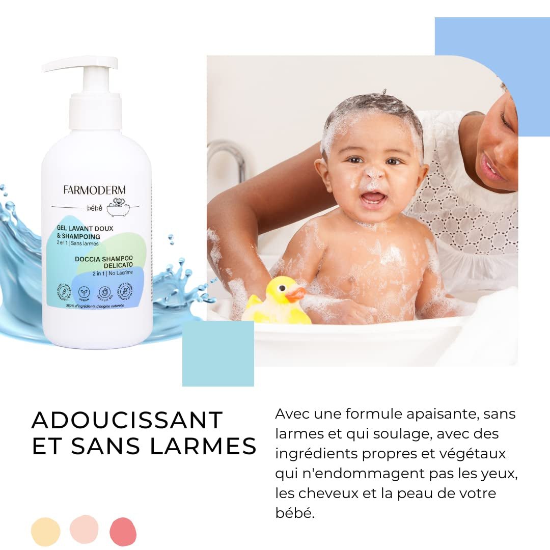 Shampoo en reinigingsgel 2 in 1 Daily Gentle Baby Shampoo & Cleansing Gel - vegan en biologisch - met 98% natuurlijke ingrediënten - Shampoo zonder tranen voor kinderen en baby's - 300 ml Kinderen - Bad- en huidverzorging Naty Shop