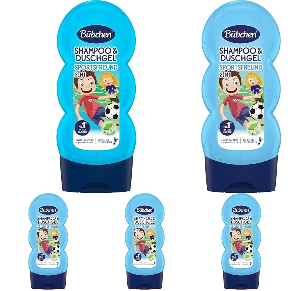 Shampoo en douchegel Buebchen Sportsfreund 2in1, 230 ml Kinderen - Bad- en huidverzorging Naty Shop 230 Ml (pak van 5)