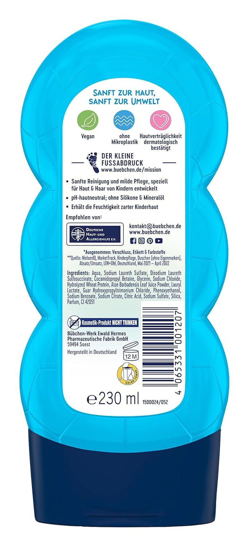 Buebchen Sportsfreund 2in1 shampoo en douchegel, 230 ml Kinderen - Bad- en huidverzorging Naty Shop