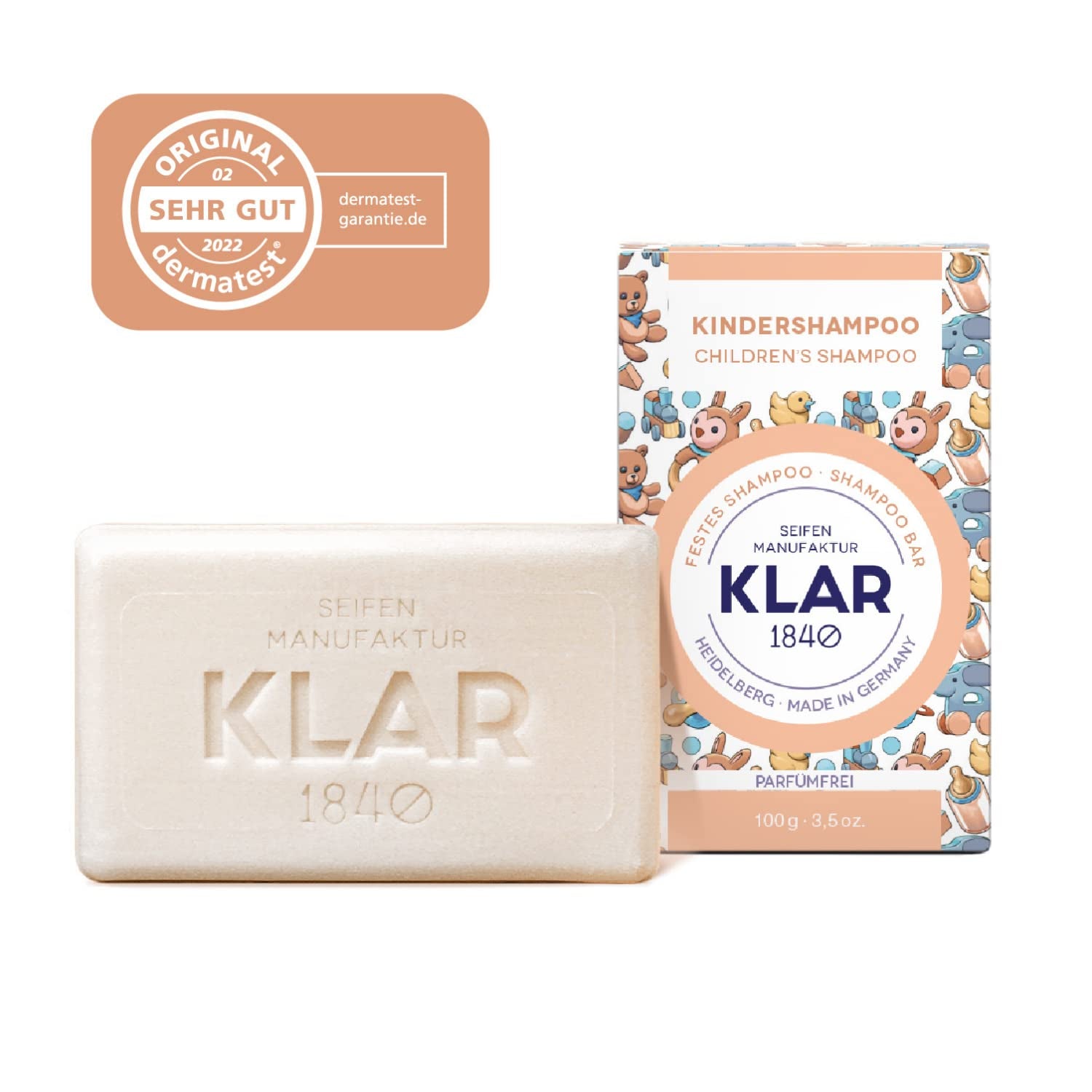 Klar's vaste shampoo voor kinderen zonder geur 100g Kinderen - Bad- en huidverzorging Naty Shop