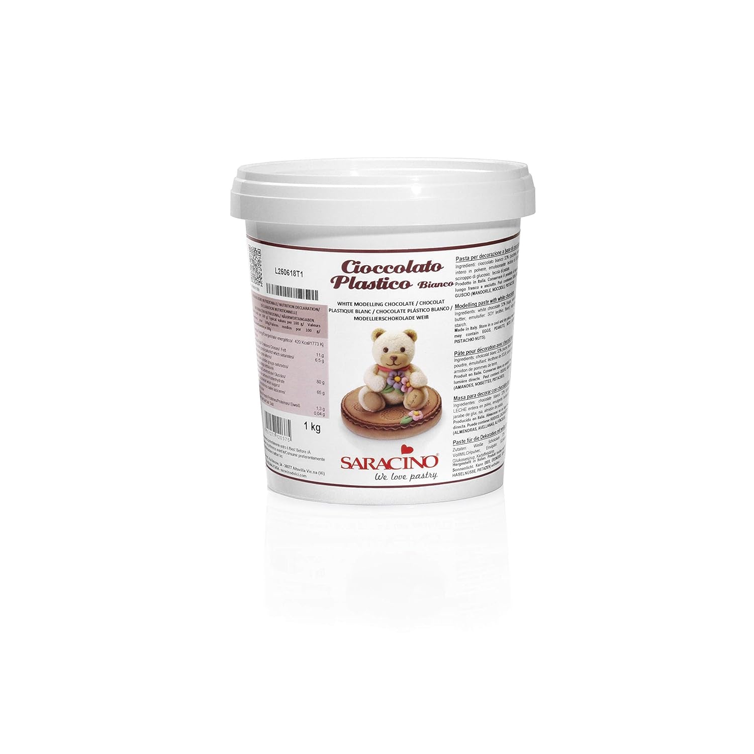 Saracino White modeling chocolate For decoration and modeling 1 Kg Made In Italy Sugarpaste Naty Shop Ivory