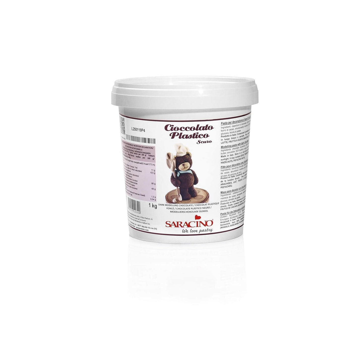 Saracino Witte modelleerchocolade Voor decoratie en modellering 1 kg Made In Italy Suikerpasta Naty Shop Bruin