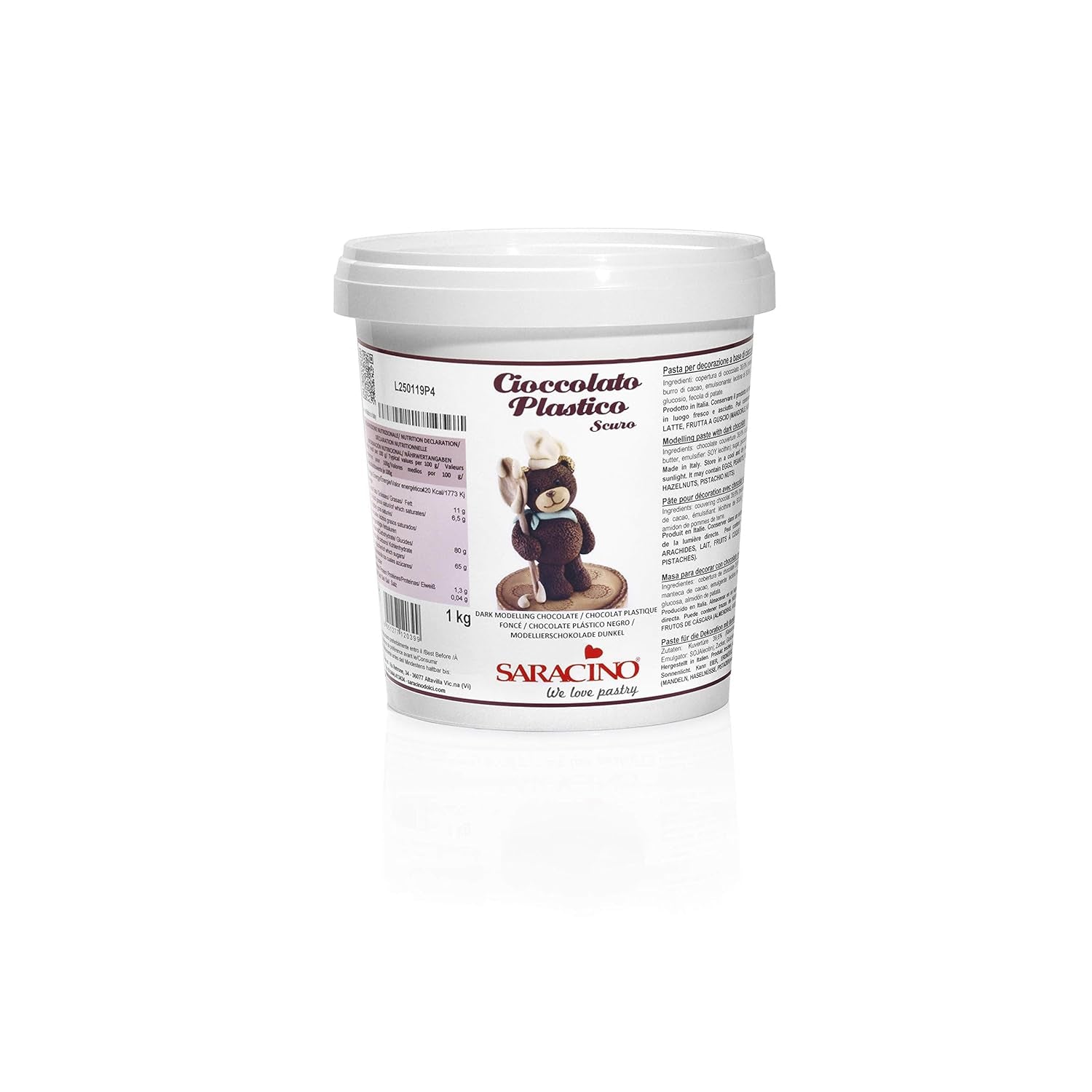 Saracino Witte modelleerchocolade Voor decoratie en modellering 1 kg Made In Italy Suikerpasta Naty Shop Bruin
