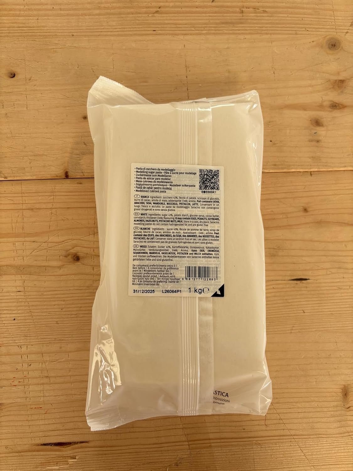 Saracino Fondant Wit Model voor het Modelleren 250g Glutenvrij Gemaakt in Italië Naty Shop Suikerpasta