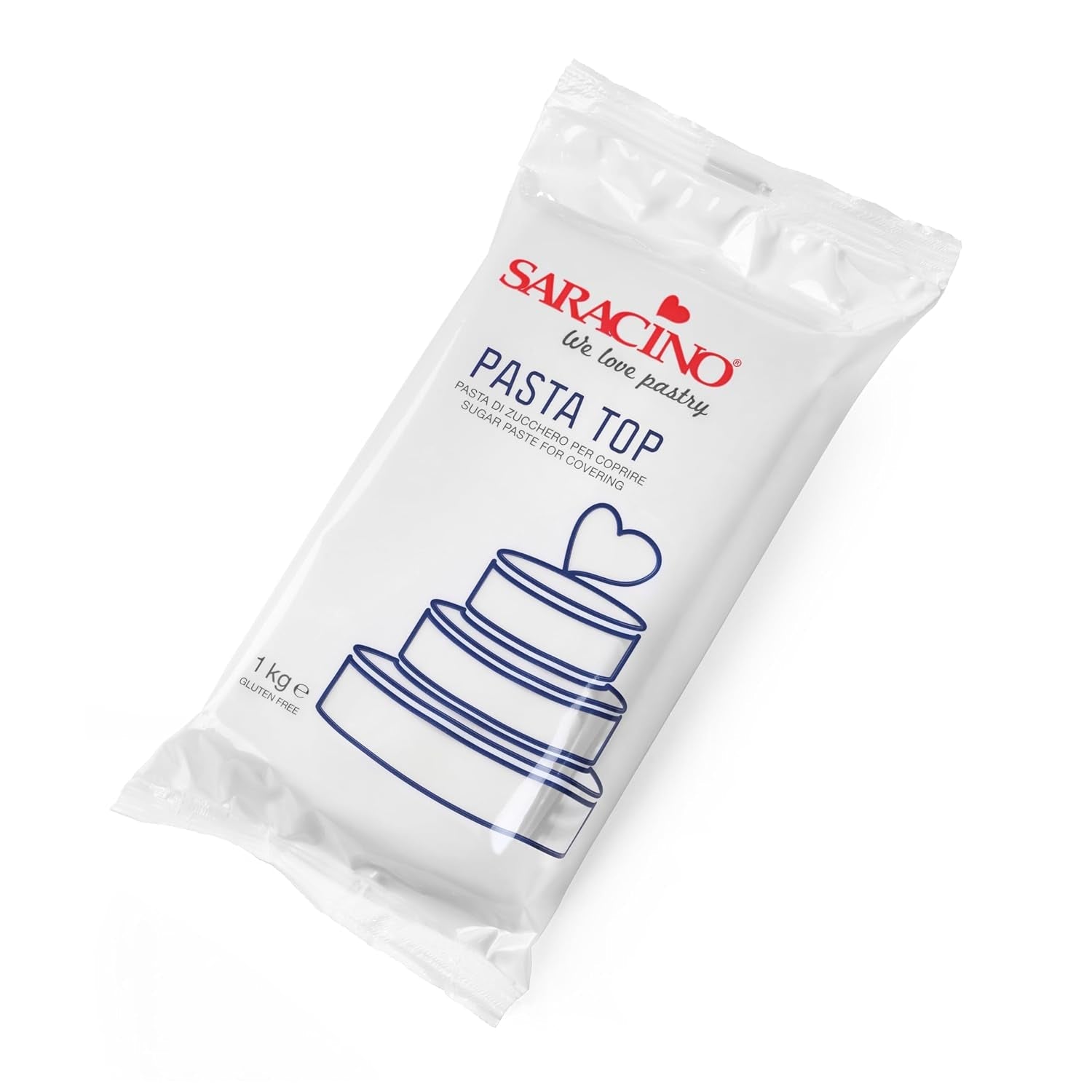 Saracino fondanttopje, suikerpasta voor het bestrijken van 1 kg, gemaakt in Italië suikerpasta Naty Shop wit