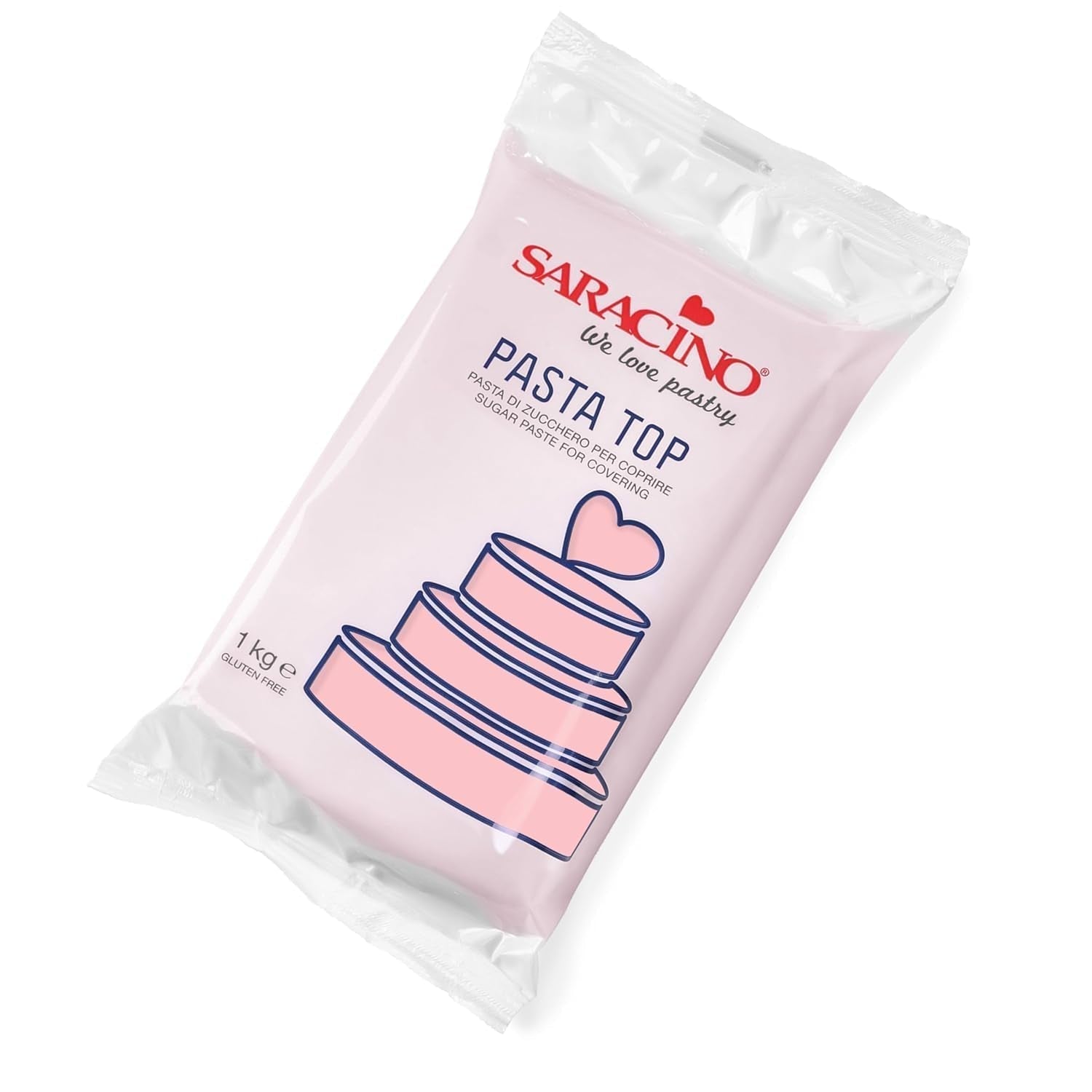 Saracino fondanttopje, suikerpasta voor het bestrijken van 1 kg, Made In Italy suikerpasta Naty Shop kind roze