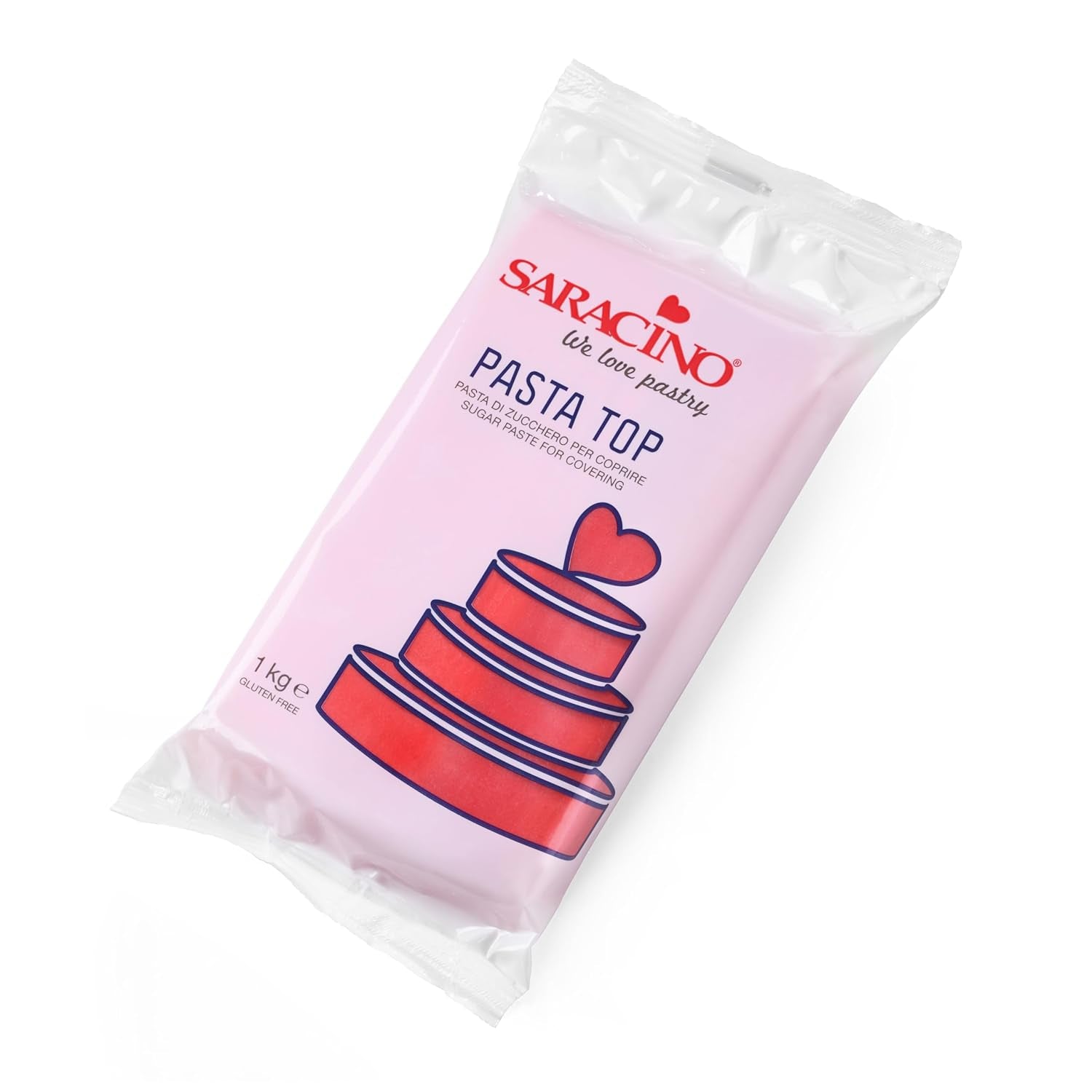 Saracino fondanttopje, suikerpasta voor het bestrijken van 1 kg, gemaakt in Italië suikerpasta Naty Shop rood