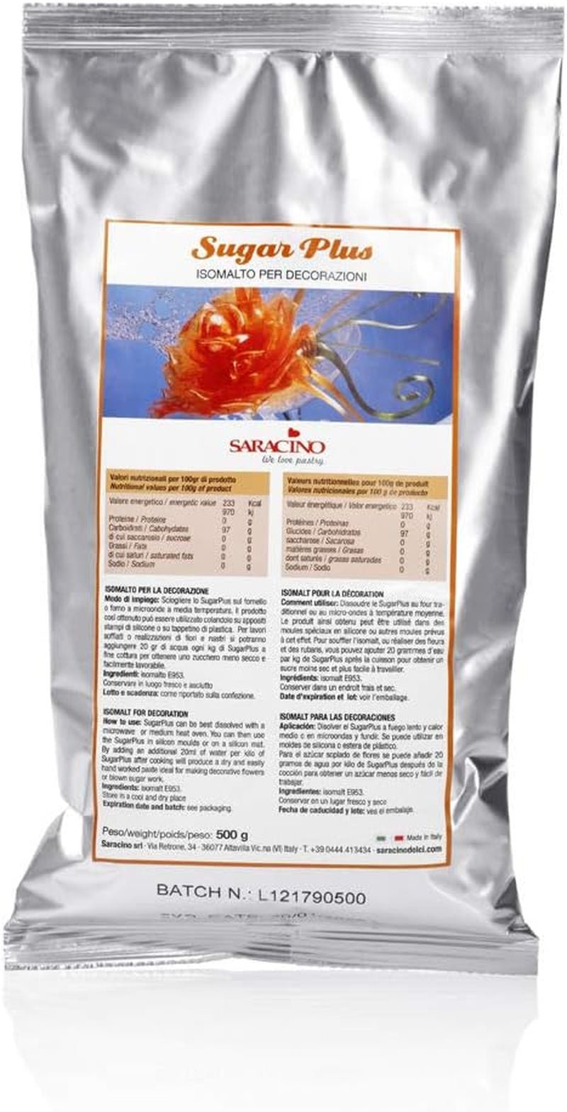 Saracino Sugarplus - Isomalt voor stijve suikerdecoraties 0,5 kg Made In Italy Suikerpasta Naty Shop Standaardtitel