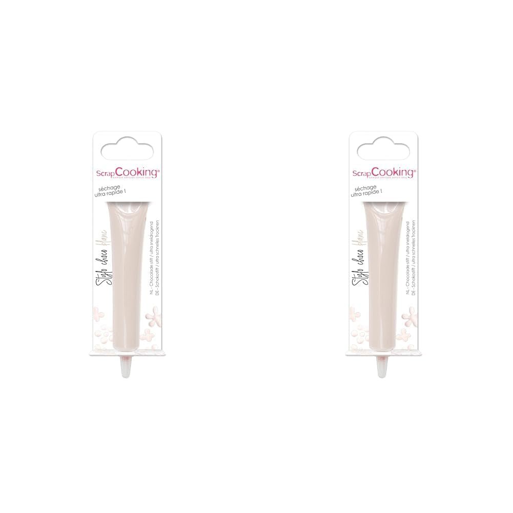 ScrapCooking - kleurstof voor levensmiddelen, diverse kleuren, schrijftube, 25 gram Naty Shop Witte suikerpasta 25G (pak van 2)