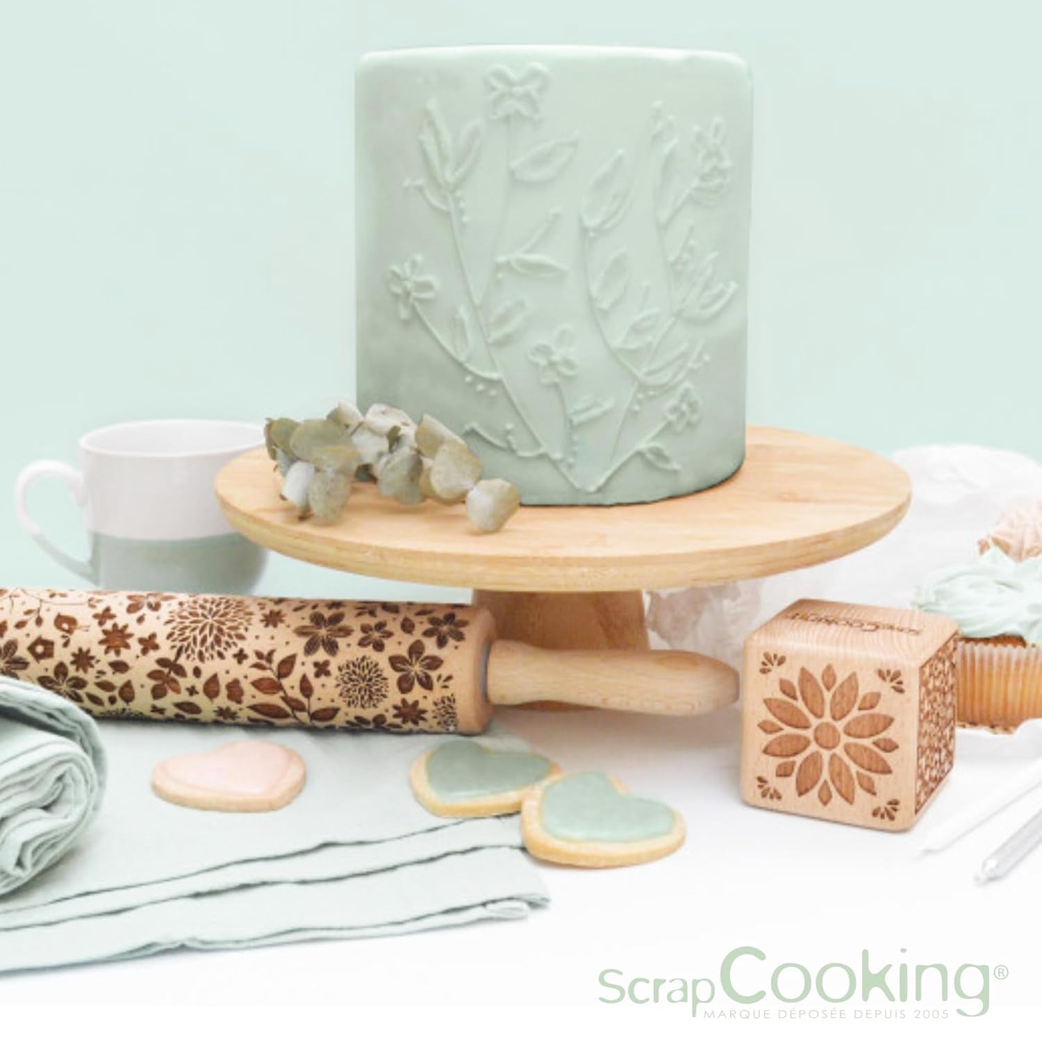 ScrapCooking - Pâte à Sucre Vert Sauge 250g - Kleurstof d'Origine Naturelle - Glutenvrij, Sans Huile de Palme - Pour Gâteaux, Pâtisseries Anniversaire - Vert Pastel - Fabrikie en France - 7621 Suikerpasta Naty Shop