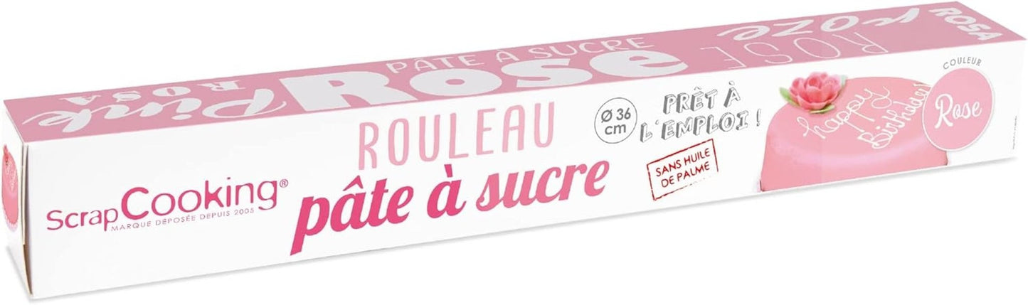 ScrapCooking - Roze fondantrol â'¬ 36 cm - Gerolde zwarte fondant 430 g - Taarttopper fondanttopper decoratie voor taarten, bakken, verjaardagen, feesten - Roze - 7264 Suikerpasta Naty Shop Roze