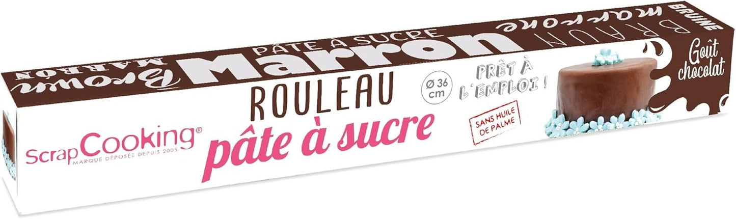 ScrapCooking - Roze fondantrol â'¬ 36 cm - Gerolde zwarte fondant 430 g - Taarttopper fondanttopper decoratie voor taarten, bakken, verjaardagen, feesten - Roze - 7264 Naty Shop Bruine suikerpasta