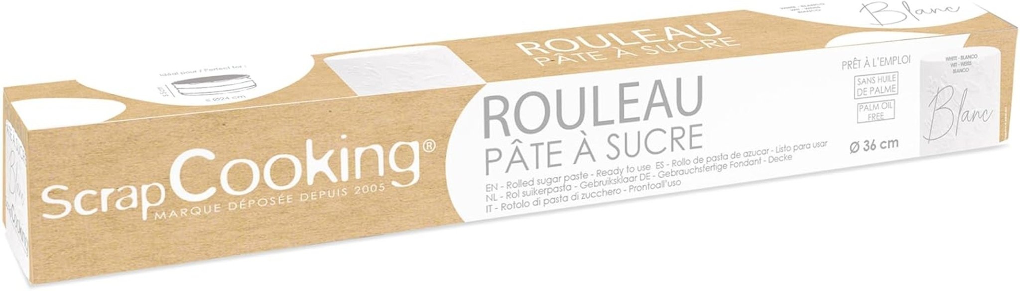 ScrapCooking - Roze fondantrol â'¬ 36 cm - Gerolde zwarte fondant 430 g - Taarttopper fondanttopper decoratie voor taarten, bakken, verjaardagen, feesten - Roze - 7264 Naty Shop Witte suikerpasta
