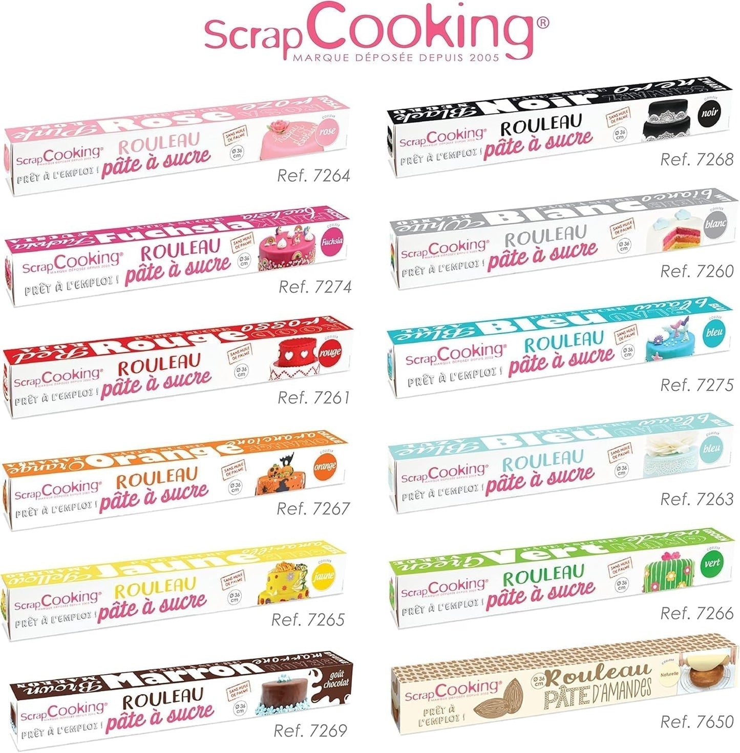 ScrapCooking - Roze fondantrol â'¬ 36 cm - Gerolde zwarte fondant 430 g - Taarttopper fondanttopper decoratie voor taarten, bakken, verjaardagen, feesten - Roze - 7264 Suikerpasta Naty Shop