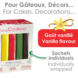 ScrapCooking - Set van 5 Fondant - wit, geel, rood, groen en bruin - 5 x 80g - suikerpasta voor taarten Taartversieringen Verjaardag Kerstmis - glutenvrij en palmolievrij - 7257 Naty Shop Suikerpasta