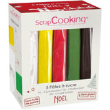 ScrapCooking - Set van 5 Fondant - wit, geel, rood, groen en bruin - 5 x 80g - suikerpasta voor taarten Taartdecoraties Verjaardag Kerstmis - gluten- en palmolievrij - 7257 Suikerpasta Naty Shop Standaardtitel