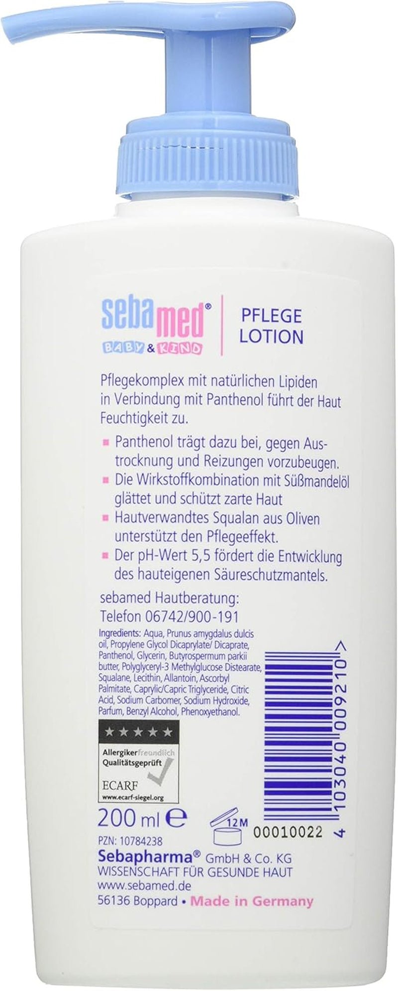 Sebamed Baby- en Kinderverzorgingslotion met Panthenol, 2-pack, 2 x 200 ml, verzorgt zacht de gevoelige kinderhuid, ook bij droge huid en irritaties Kinderen - Bad- en huidverzorging Naty Shop