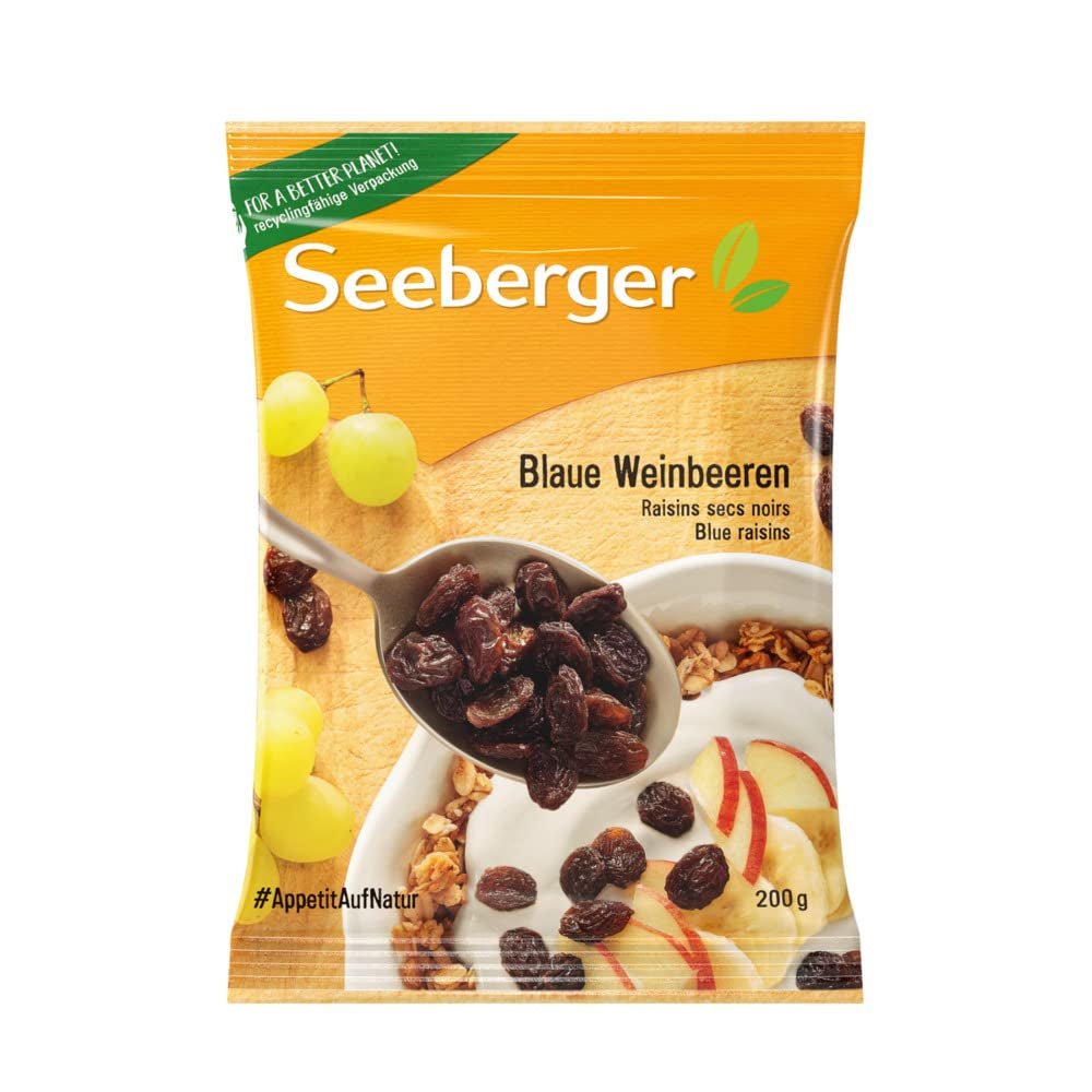 Seeberger Blue Sultanas 13 Pack: Zoete en sappige Thompson pitloze druivensultana's - voor bakken, koken en snacks - zongedroogd - ongezwaveld, veganistisch (13 x 200 g) Naty Shop Gedehydrateerde producten Standaardtitel