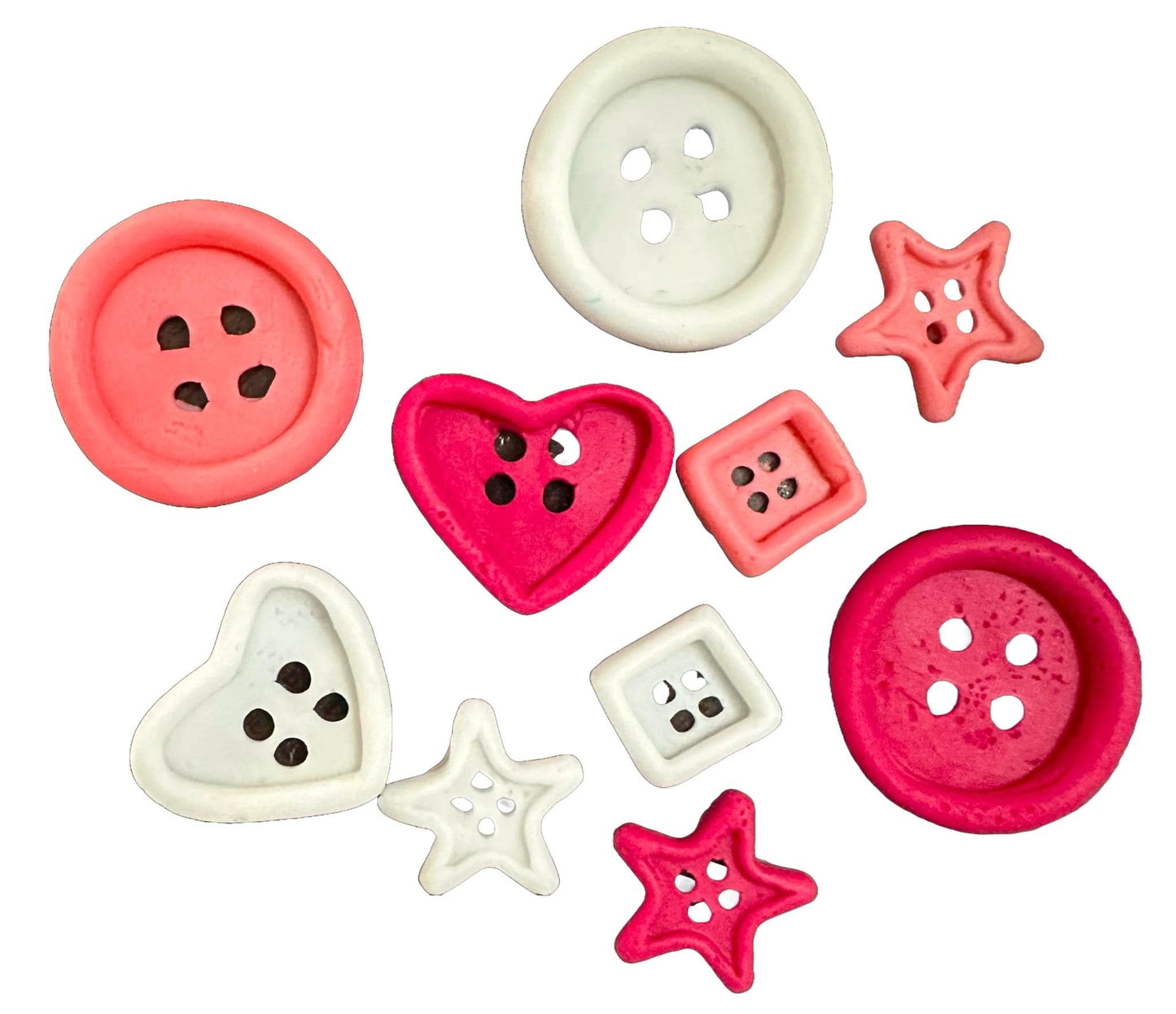 Set van 10 eetbare suikerdecoraties, Buttons Decorations van Sugar Paste Nati Shop