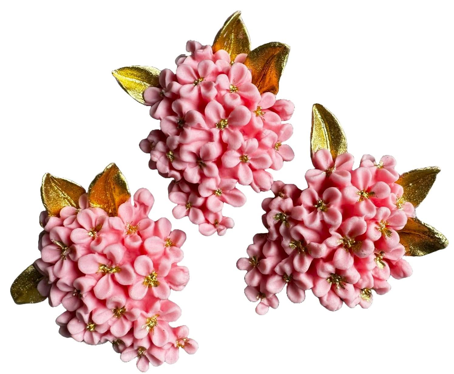 Set van 3 eetbare suikerdecoraties, Lila bloemen Decoraties van Sugar Paste Nati Shop