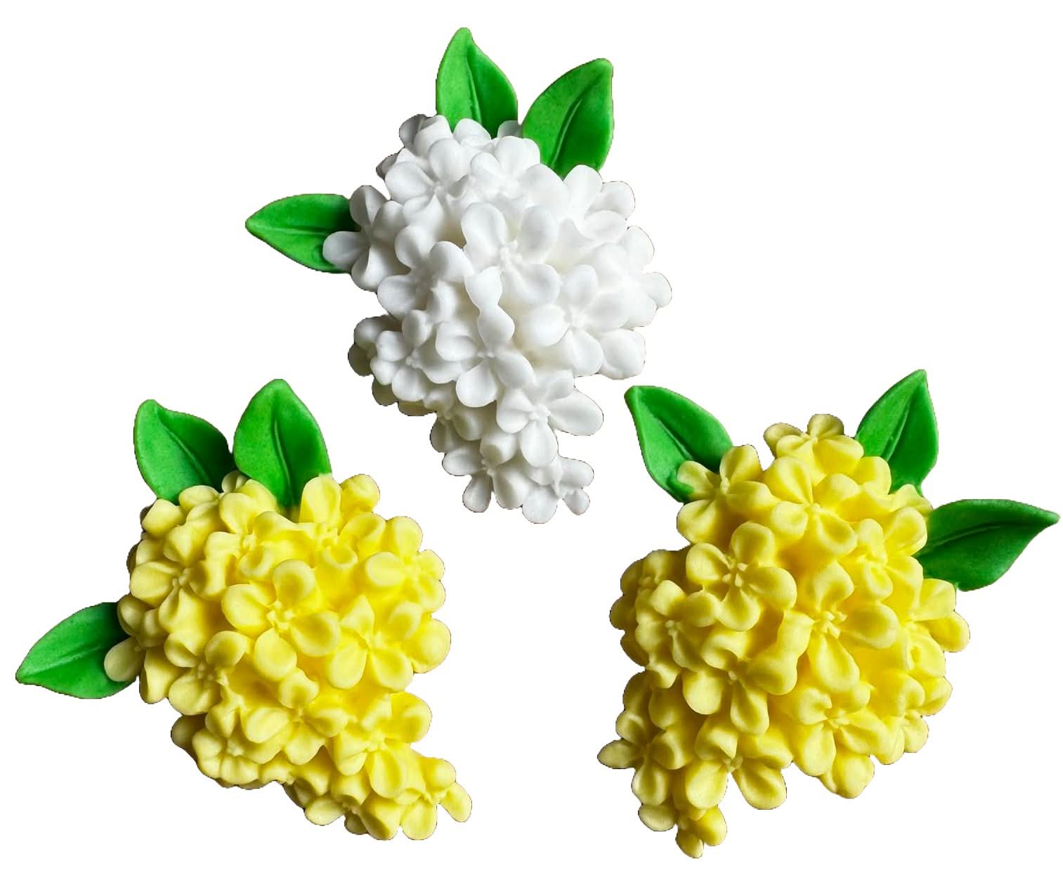 Set van 3 eetbare suikerdecoraties, Lila bloemen Decoraties van Sugar Paste Nati Shop