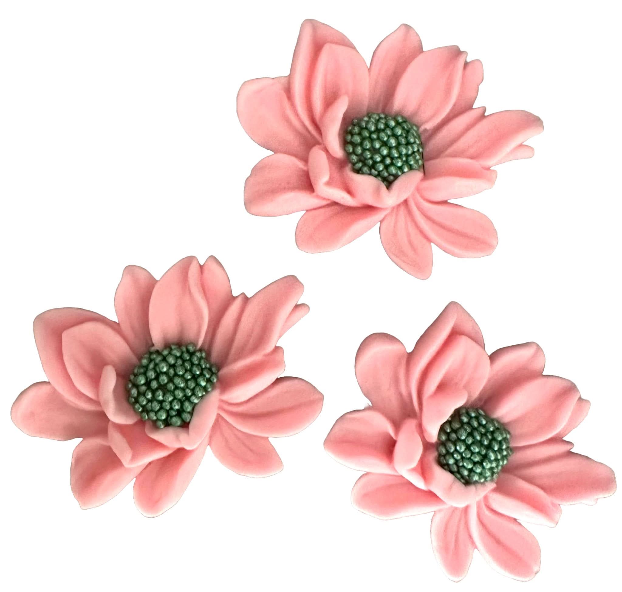 Set van 3 eetbare suikerdecoraties, roze bloemendecoraties van Sugar Paste Nati Shop
