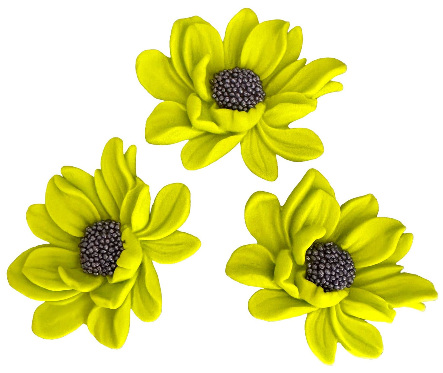 Set van 3 eetbare suikerdecoraties, groene bloemendecoraties van Sugar Paste Nati Shop