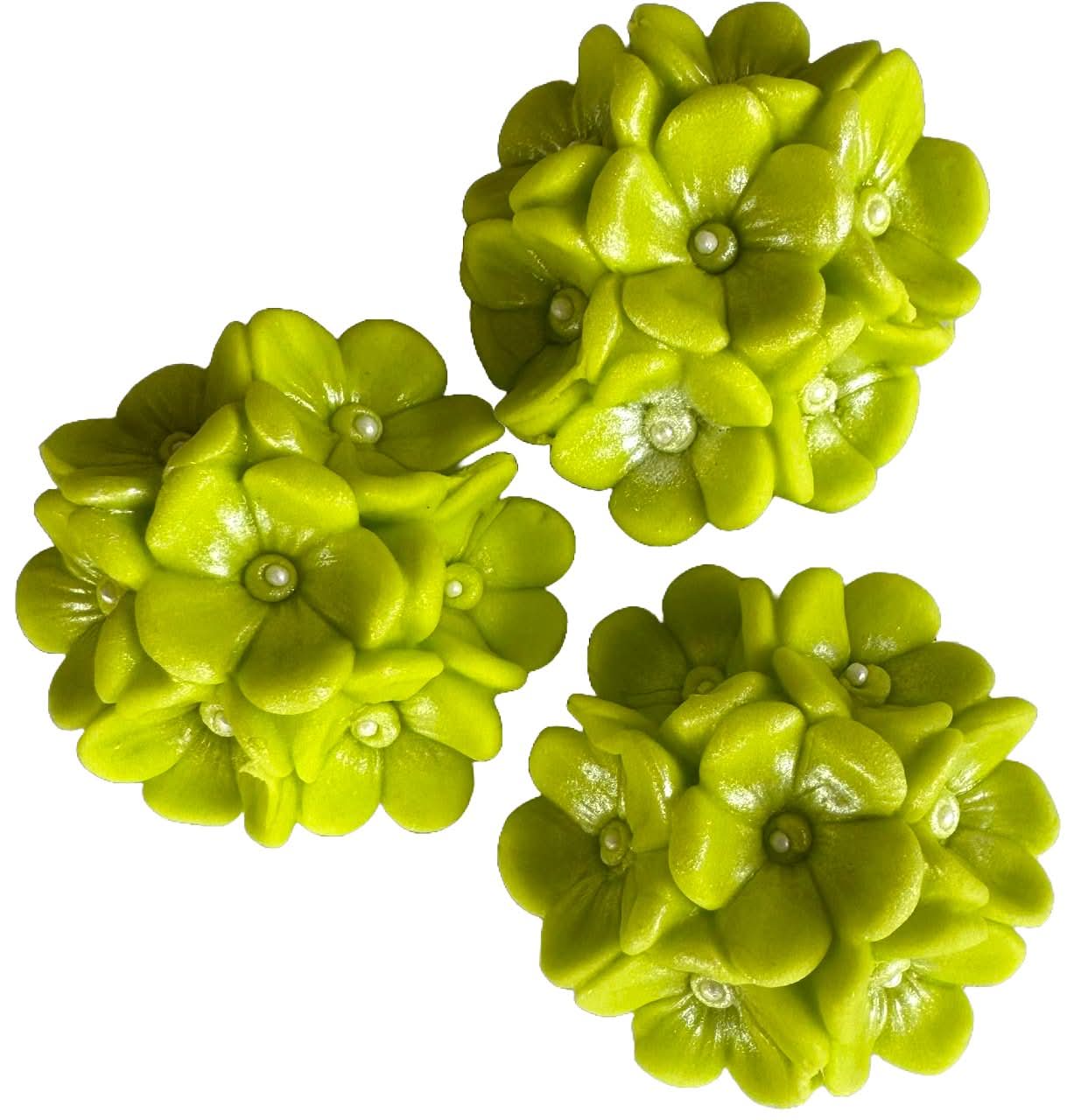 Set van 3 eetbare suikerdecoraties, groene bloemendecoraties van Sugar Paste Nati Shop