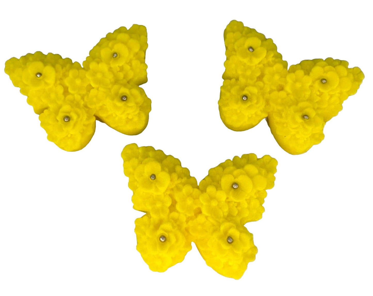 Set van 3 eetbare suikerdecoraties, Gele Vlinders Suikerpasta Decoraties Nati Shop