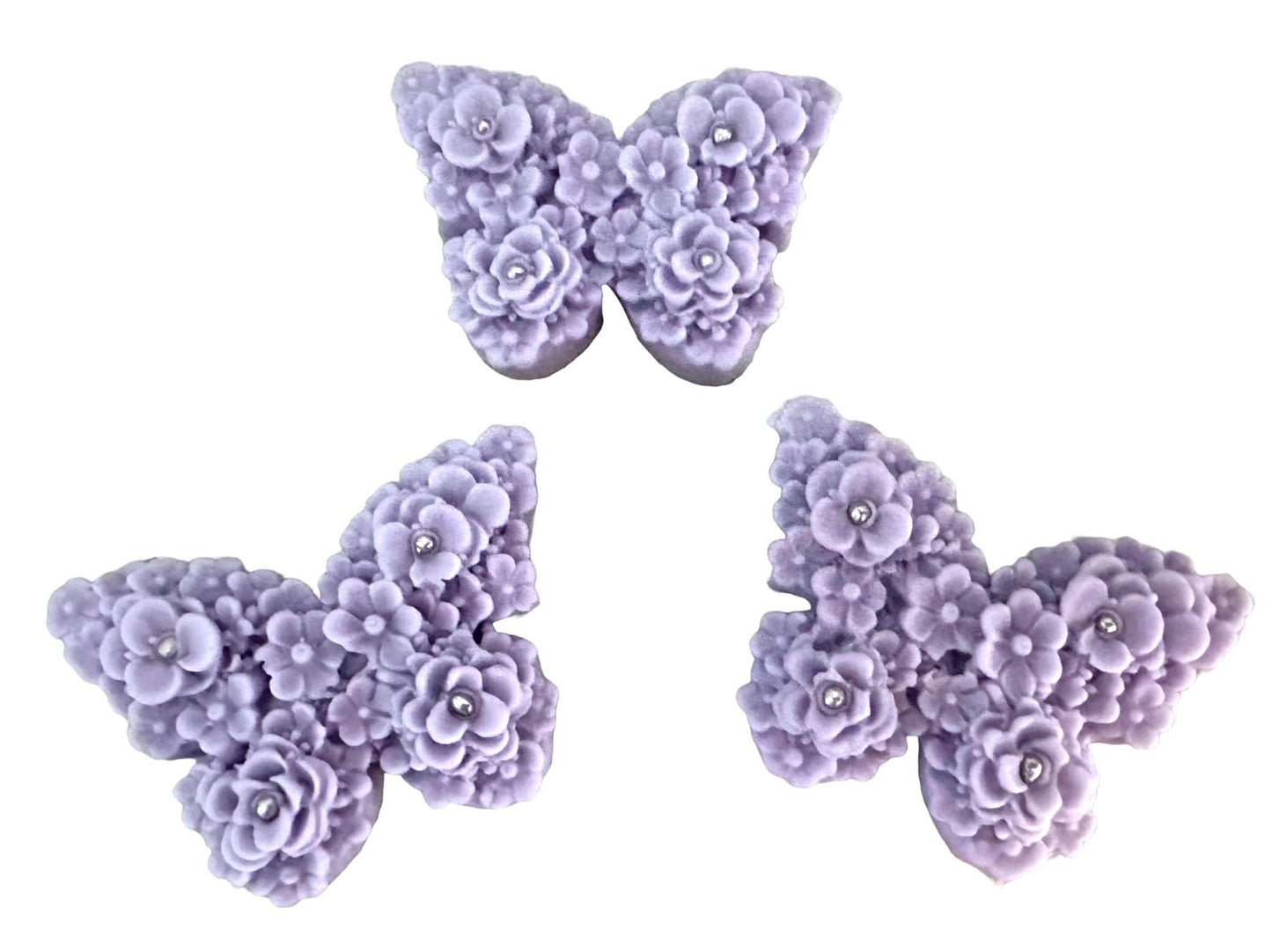 Set van 3 eetbare suikerdecoraties, Paarse Lila Vlinders Suikerpasta Decoraties Nati Shop