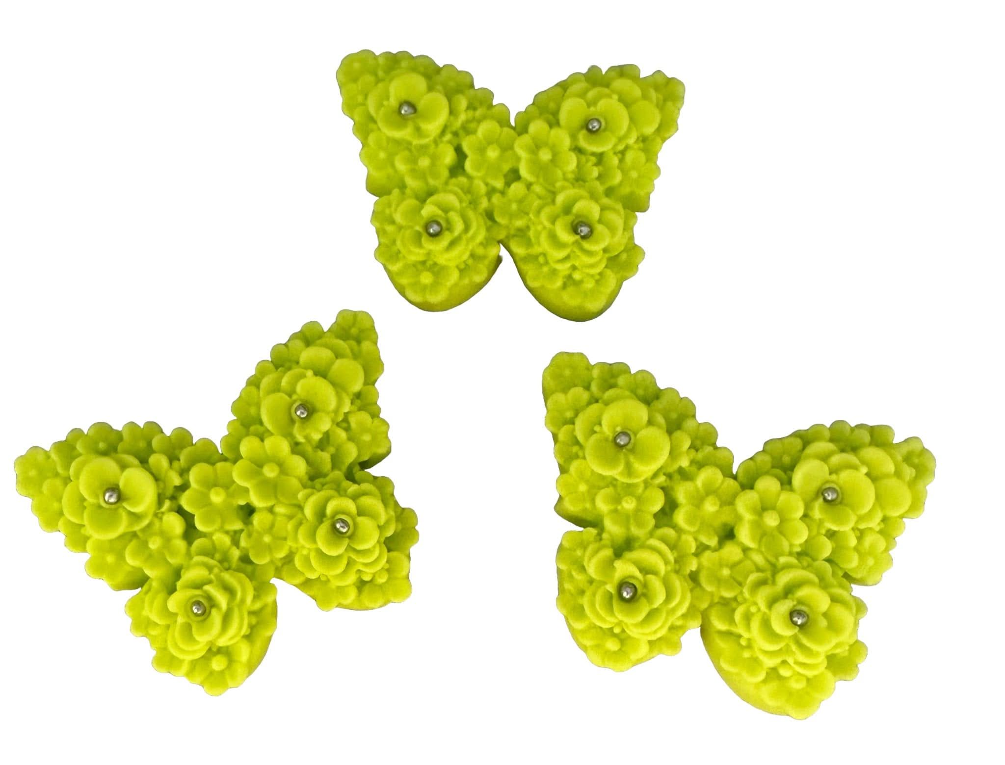 Set van 3 eetbare suikerdecoraties, Groene Vlinders Suikerpasta Decoraties Nati Shop