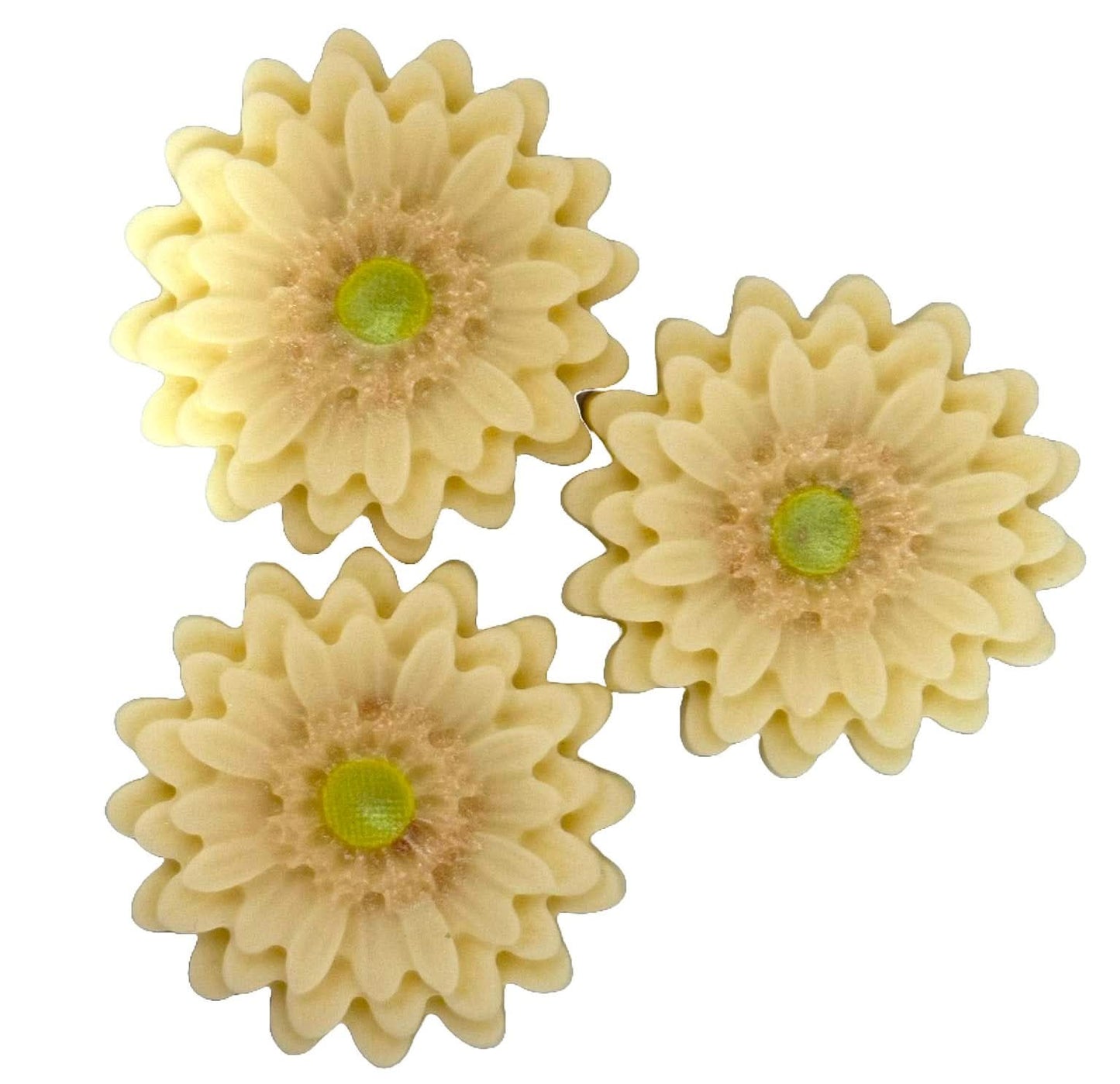 Set van 3 eetbare suikerdecoraties, Cream Gerbera Sugar Paste Decorations Nati Shop