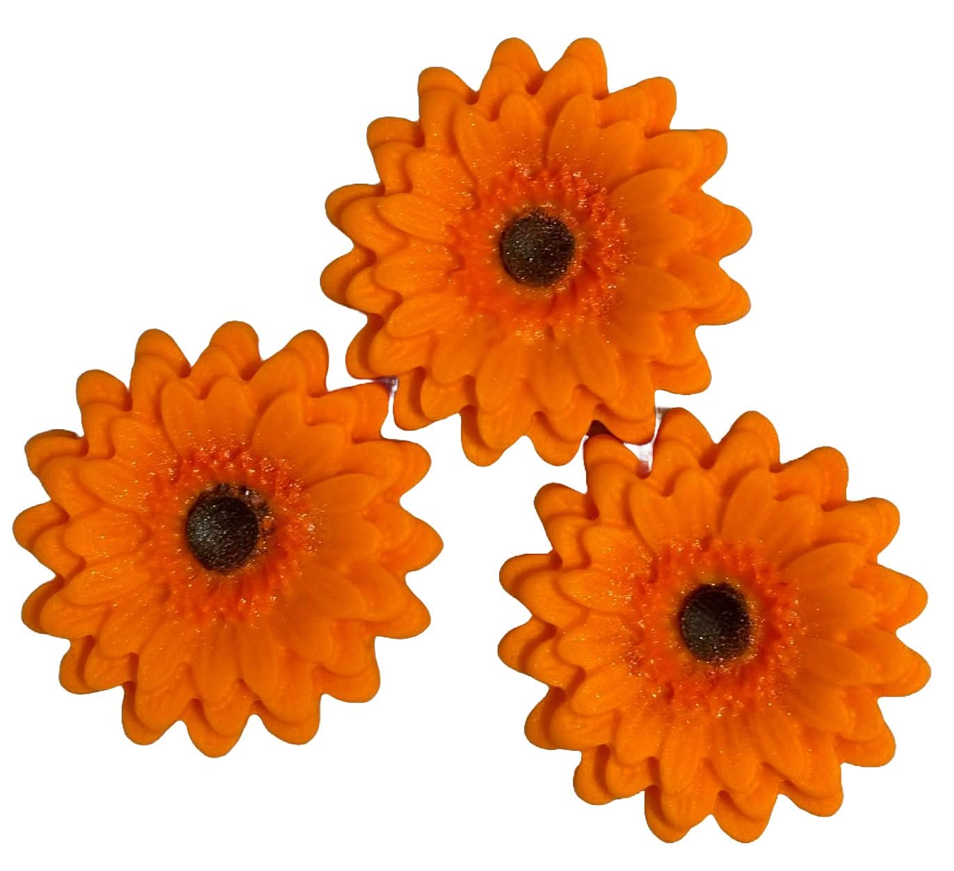 Set van 3 eetbare suikerdecoraties, oranje Gerbera Sugar Paste Decorations Nati Shop