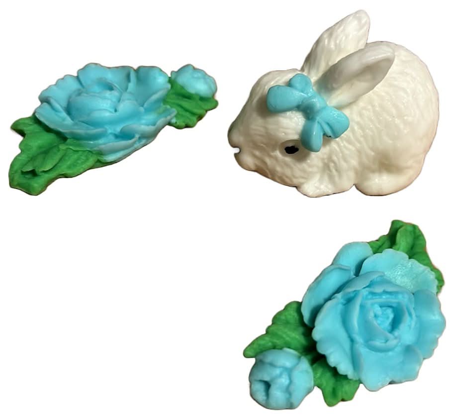 Set van 3 eetbare suikerdecoraties, Bunny Sugar Paste Decorations Nati Shop