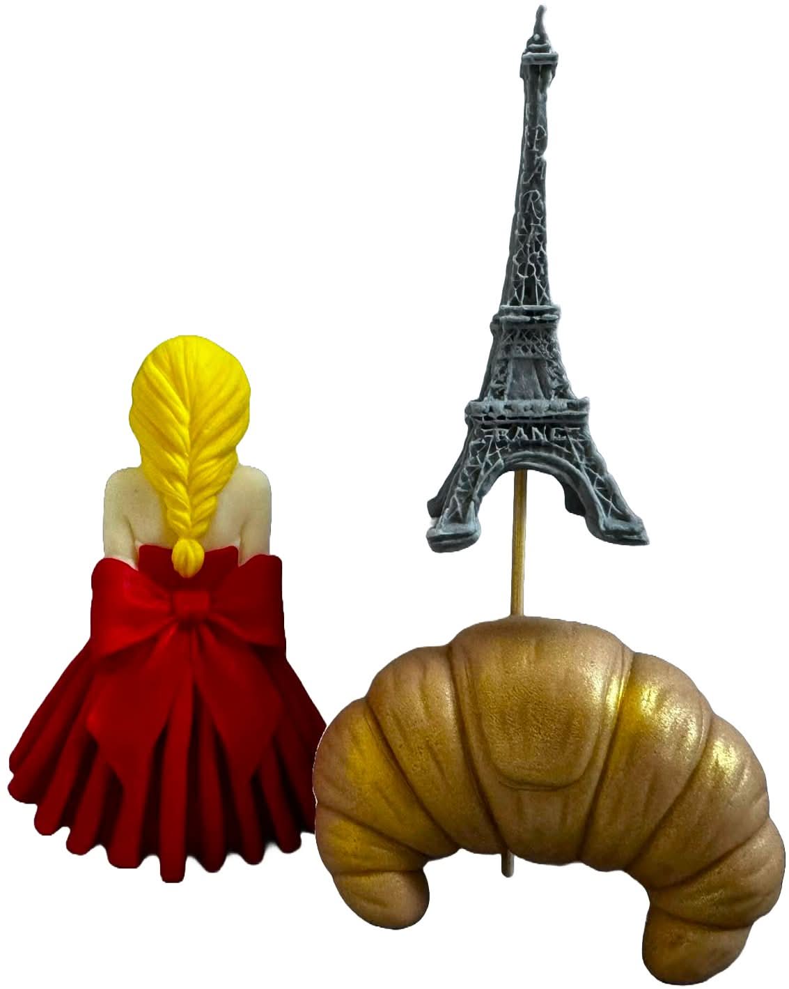 Set van 3 eetbare suikerdecoraties, Lady in Paris Sugar Paste Decorations Nati Shop