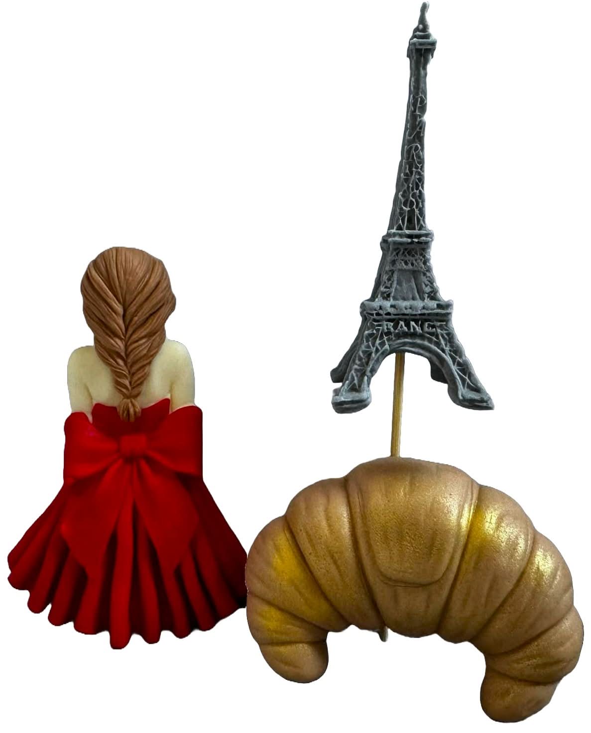 Set van 3 eetbare suikerdecoraties, Lady in Paris Sugar Paste Decorations Nati Shop