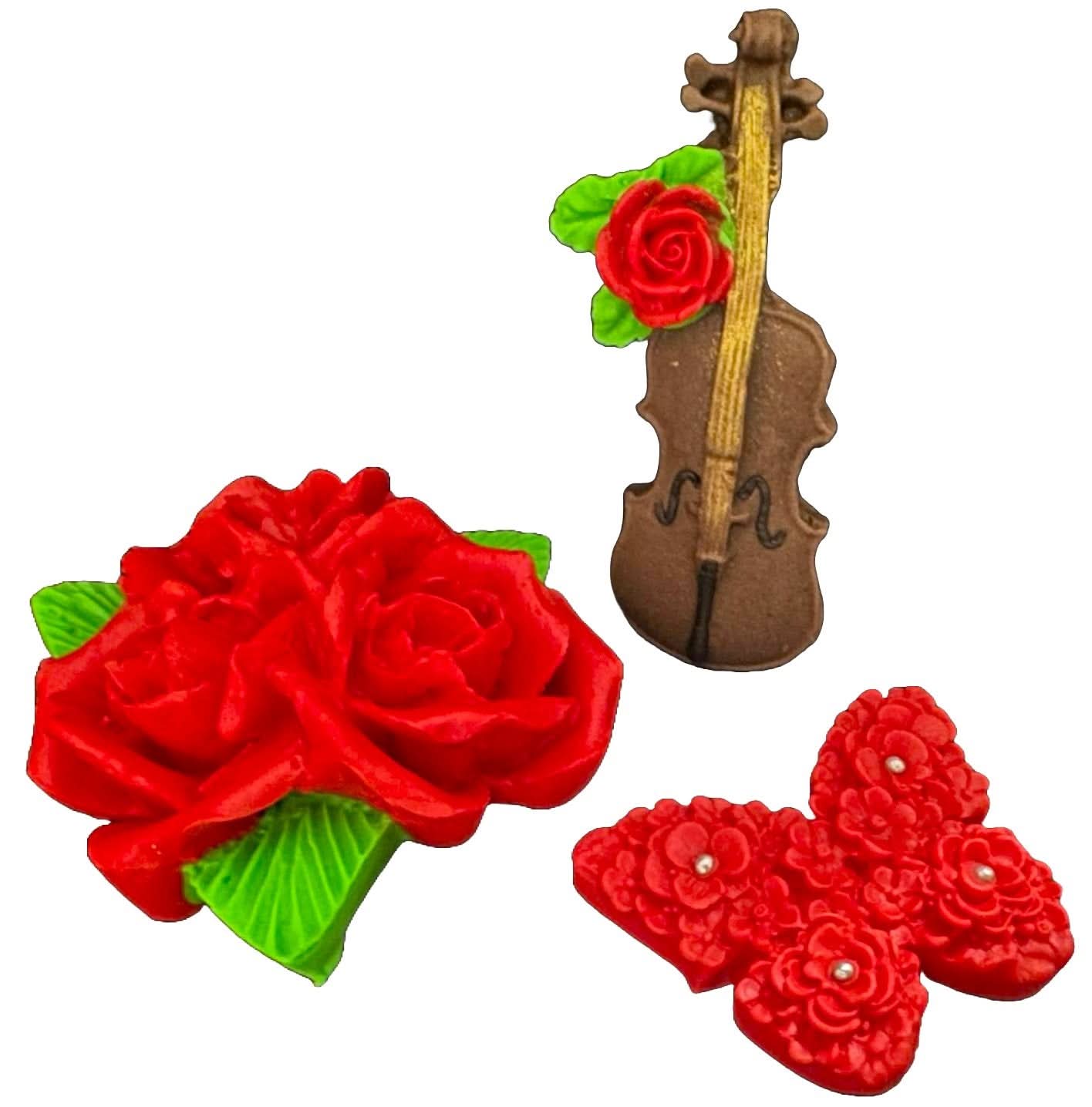 Set van 3 eetbare suikerdecoraties, Muziek van de liefde Suikerpastadecoraties Nati Shop