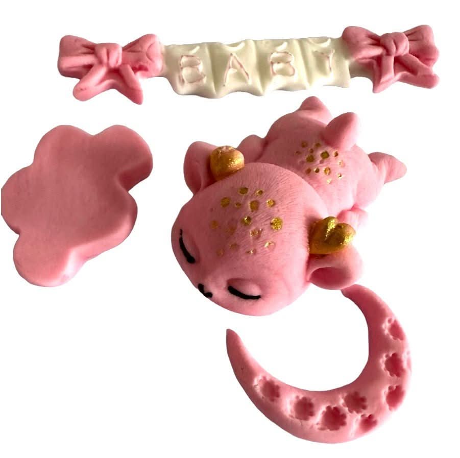 Set van 4 eetbare suikerdecoraties, Doopsuikerpasta Decoraties Nati Shop