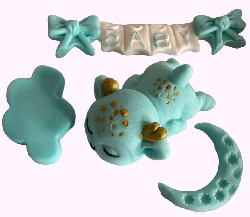 Set van 4 eetbare suikerdecoraties, Doopsuikerpasta Decoraties Nati Shop