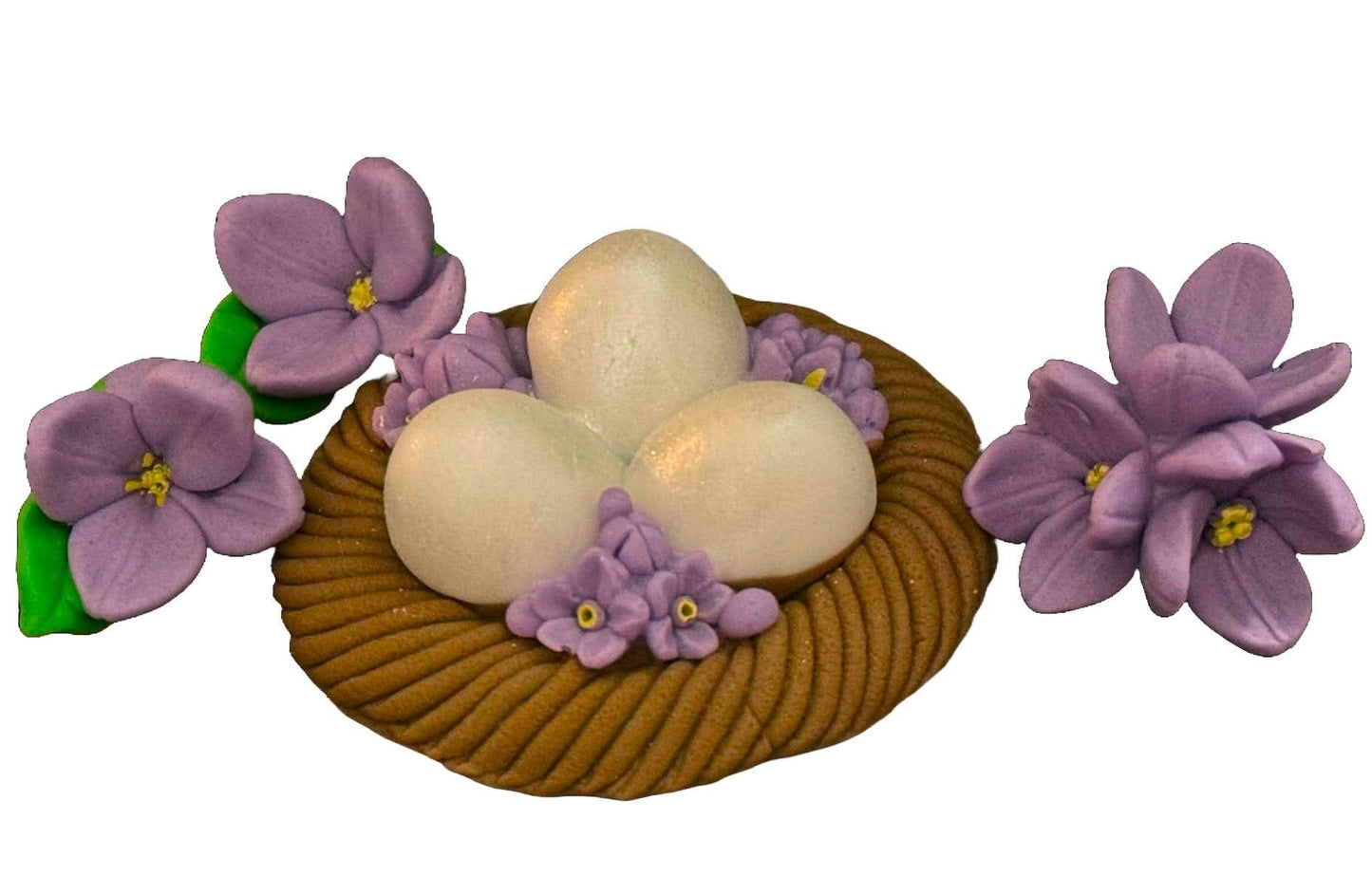 Set van 4 eetbare suikerdecoraties, nest met eieren Decoraties van Sugar Paste Nati Shop